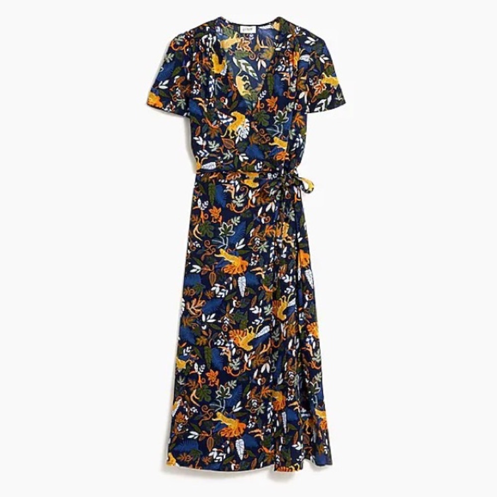 J Crew Factory drapey twill wrap midi dress